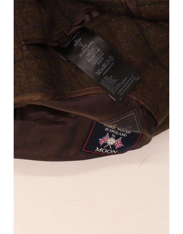 Marks & Spencer Manteau pour homme UK 38 en laine à carreaux kaki moyen