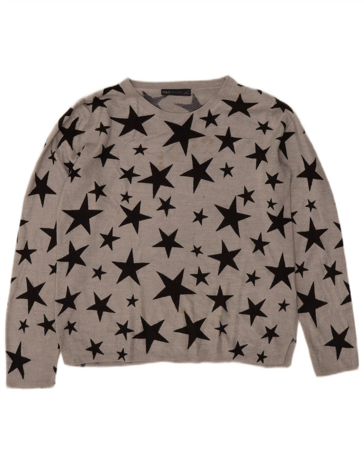 Marks & Spencer Pull col bateau pour femme UK 14 Large Gris