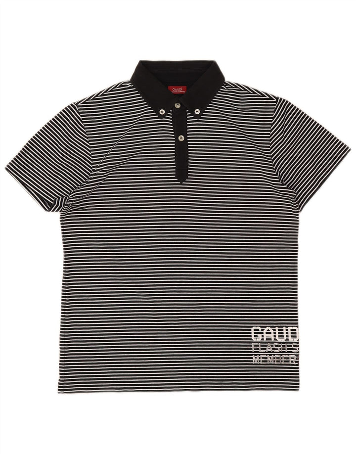 Polo graphique homme Gaudi en coton à fines rayures noir moyen