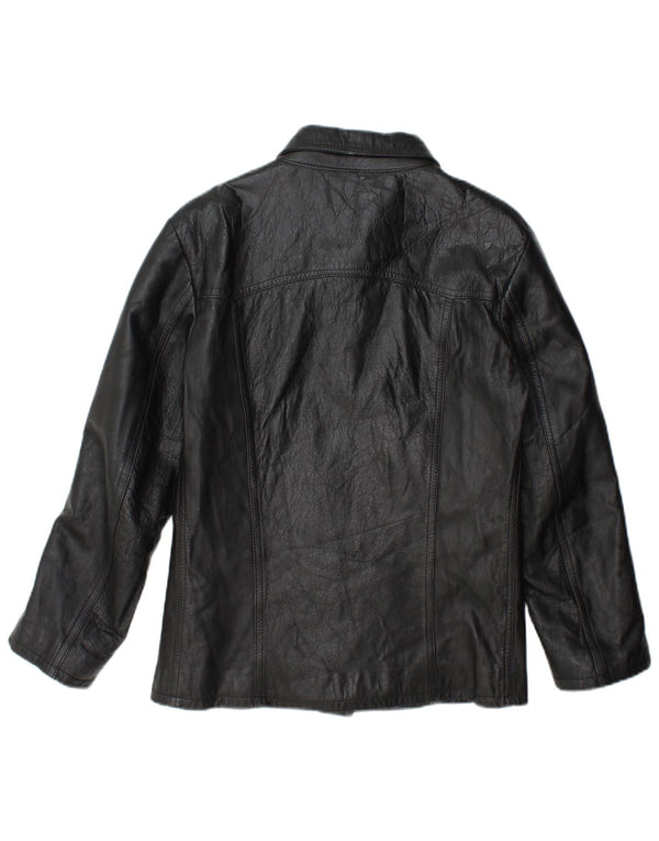 Regina Schrecker Veste en cuir pour femme UK 10 Petit Noir
