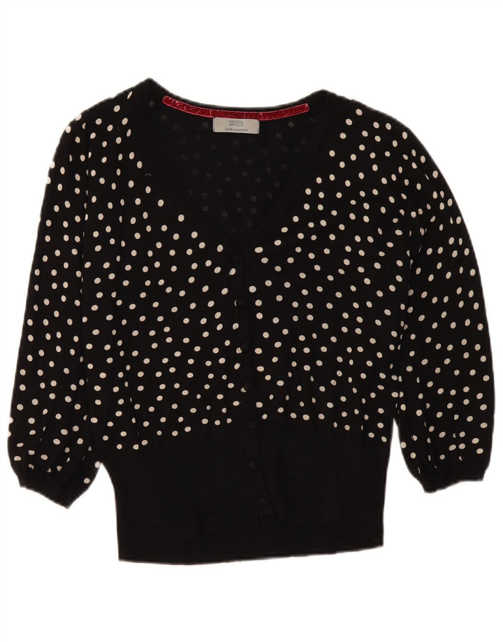 Marks & Spencer Cardigan pour femme UK 14 Medium Noir à pois