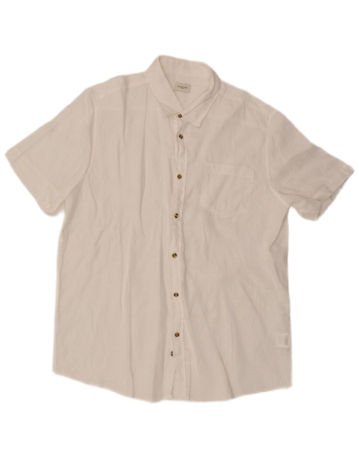vintage Chemise à manches courtes pour hommes XL Lin blanc