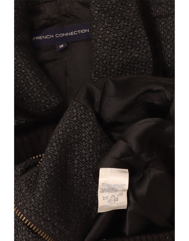 French Connection Veste bomber coupe ample pour femme UK 10 Petit gris géométrique