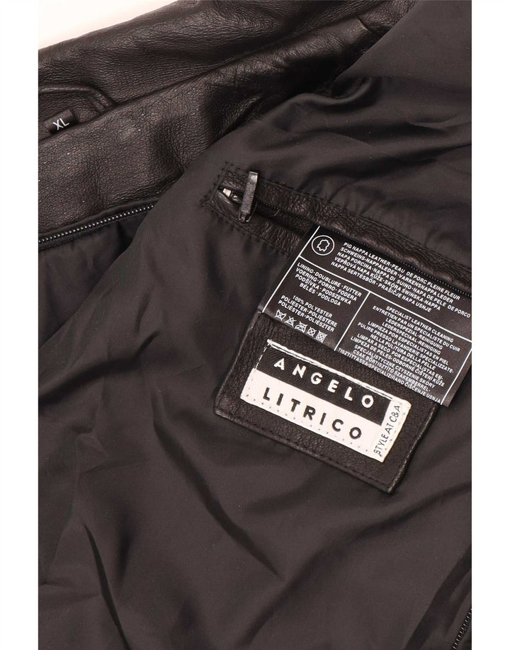 Angelo Litrico Veste en cuir pour homme UK 42 XL Noir