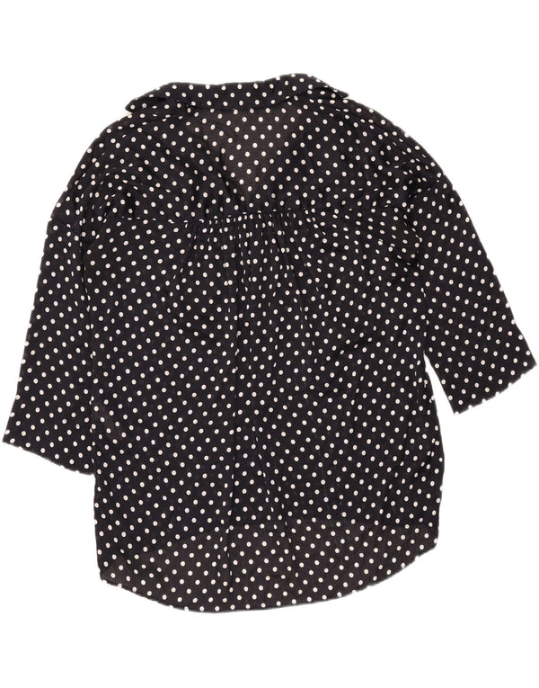 Zara Chemisier surdimensionné à manches 3/4 pour femme UK 6 XS Bleu marine à pois