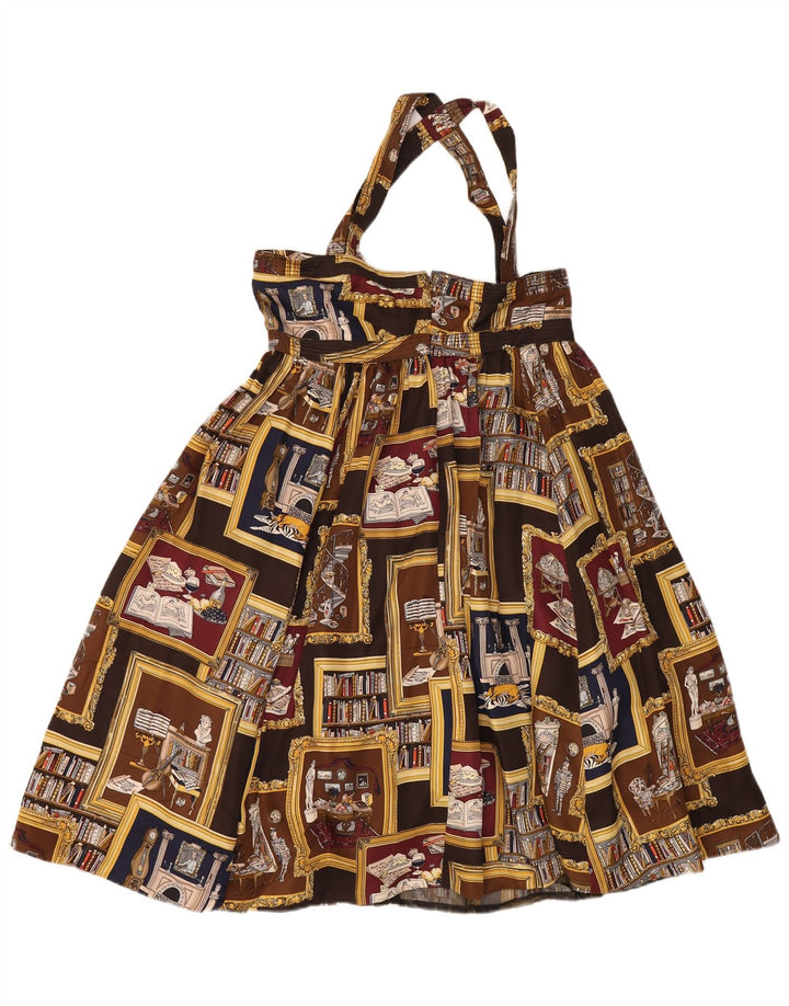 J. Crew Robe dos nu à motif abstrait pour femme US 6 en soie marron moyen