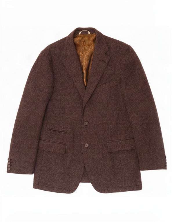 Fabio Inghirami Veste Blazer 2 Boutons Homme IT 54 2XL Marron Laine Vierge