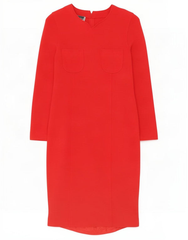 Luisa Spagnoli Femme Robe Longue À Manches Longues IT 44 Acétate Rouge Moyen