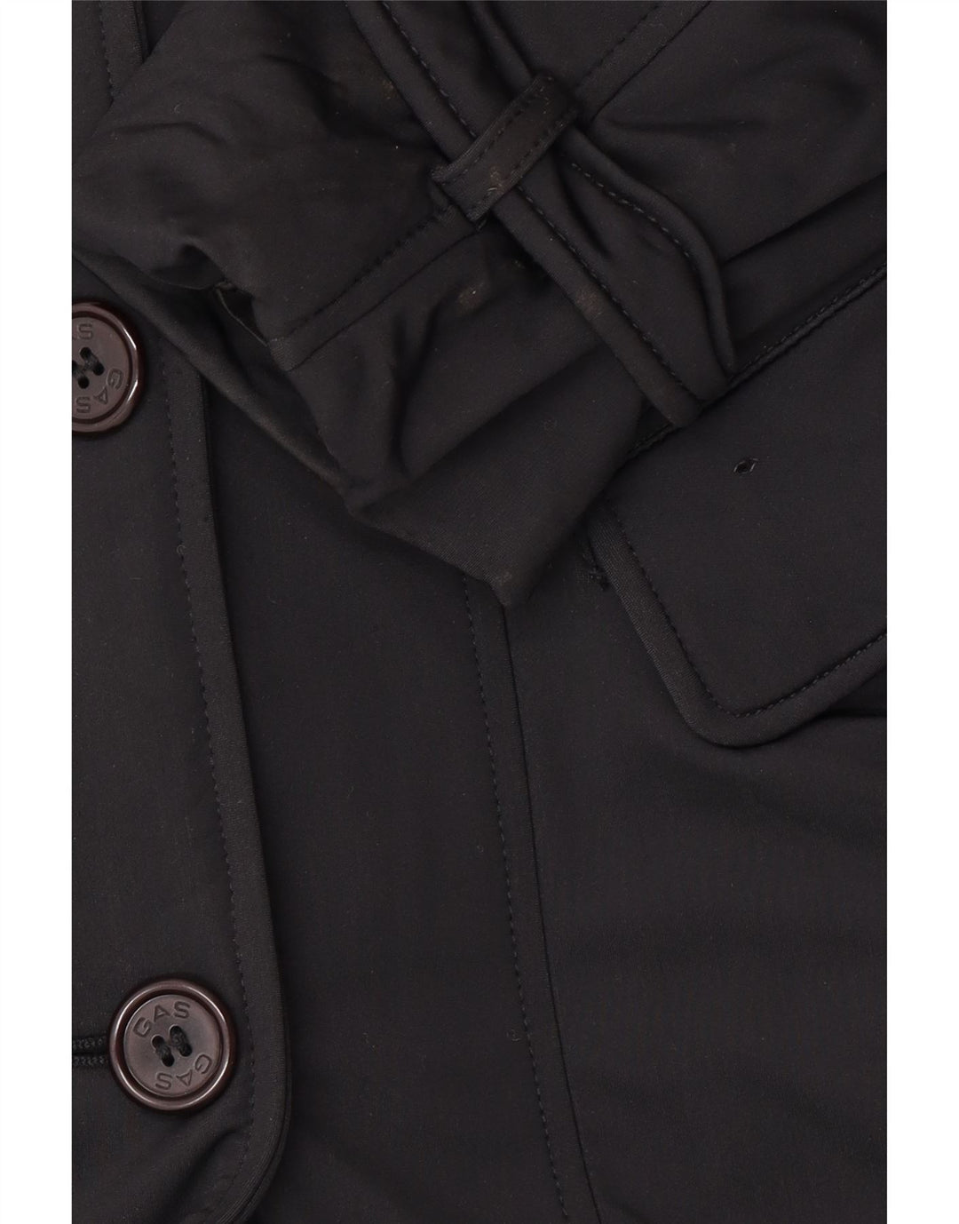 GAS Trench-Coat Double Boutonnage Femme UK 10 Petit Noir Polyamide