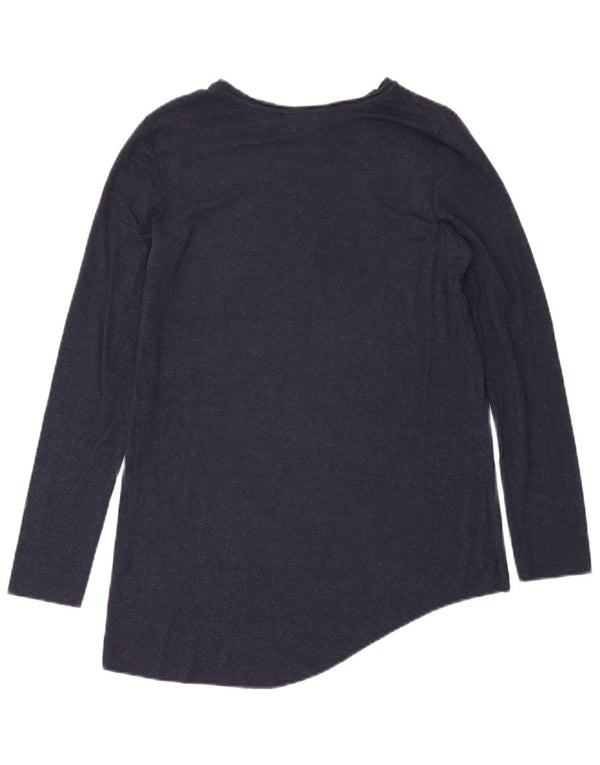 Zara Femme Trafaluc Top Manches Longues UK 10 Petit Bleu Marine Moucheté