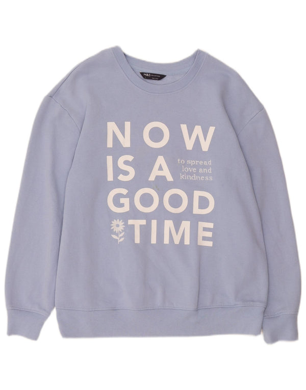 Marks & Spencer Sweat-shirt graphique pour femme UK 14 Grand coton bleu