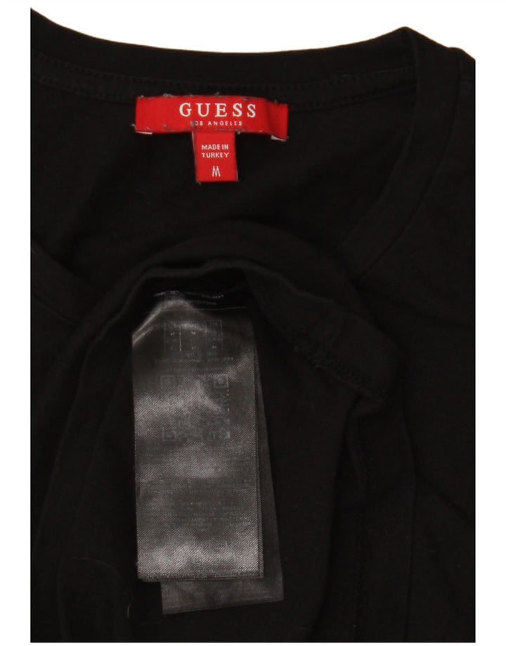 GUESS T-shirt graphique pour femme UK 12 en coton noir moyen
