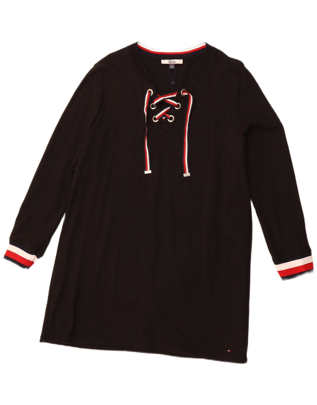 TOMMY HILFIGER Robe pull sweat-shirt pour femme UK 18 XL Coton noir