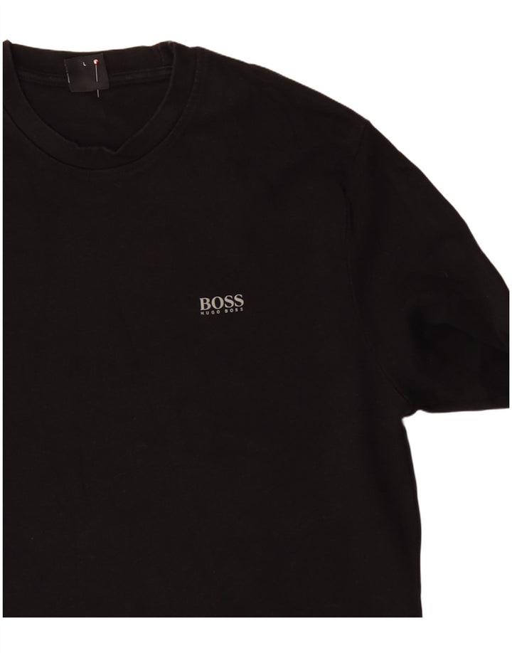 HUGO BOSS Femme Top Manches Longues UK 14 Large Noir Coton