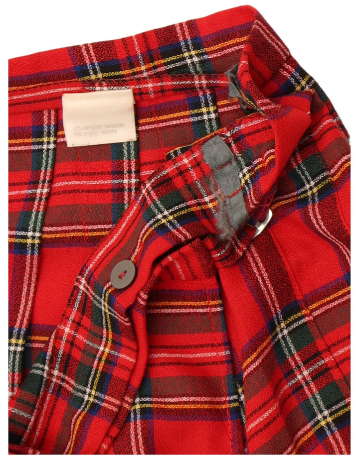 jupe portefeuille plissée femme vintage IT 42 Medium W30 Red Check Polyester