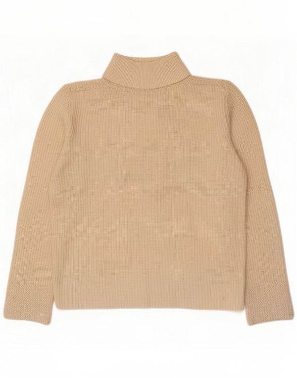 Benetton Pull court à col roulé pour femme UK 14 Large en laine blanc cassé
