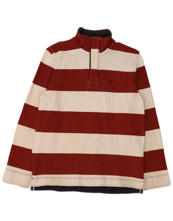 Crew Clothing Sweat-shirt à col zippé pour homme Petit coton rayé rouge
