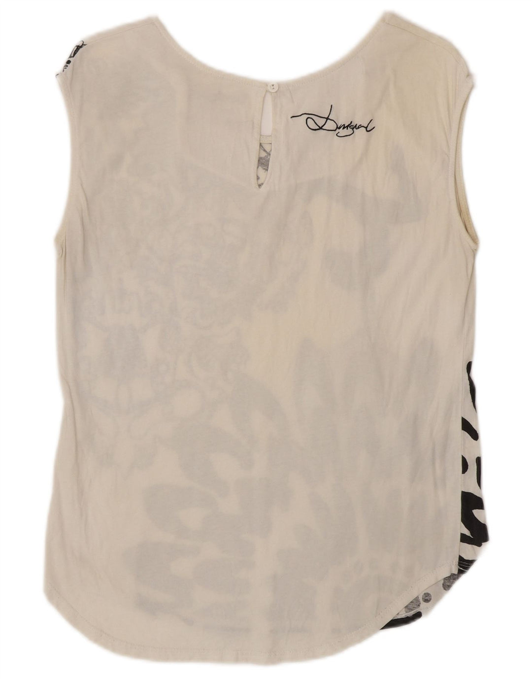 DESIGUAL Cirque Du Soleil Graphic Vest Top UK 14 Large Blanc