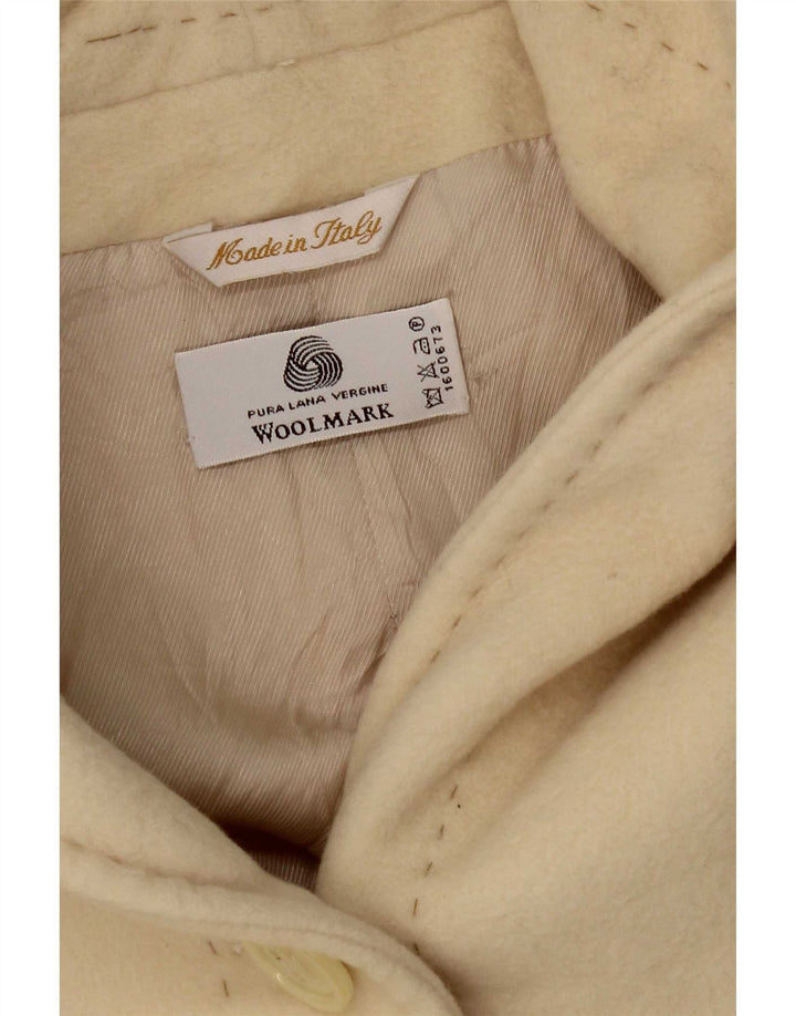vintage Femme Pardessus IT 42 Laine Vierge Blanche Moyenne