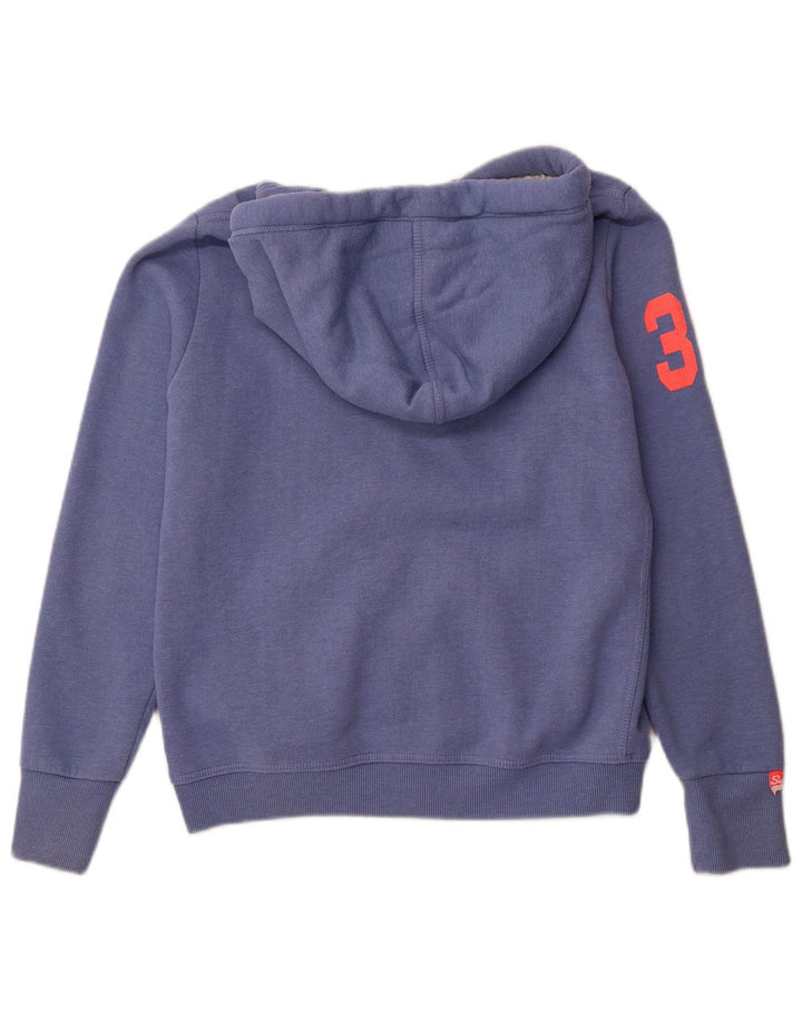 SUPERDRY Pull à capuche zippé graphique pour femme UK 18 XL Bleu Coton