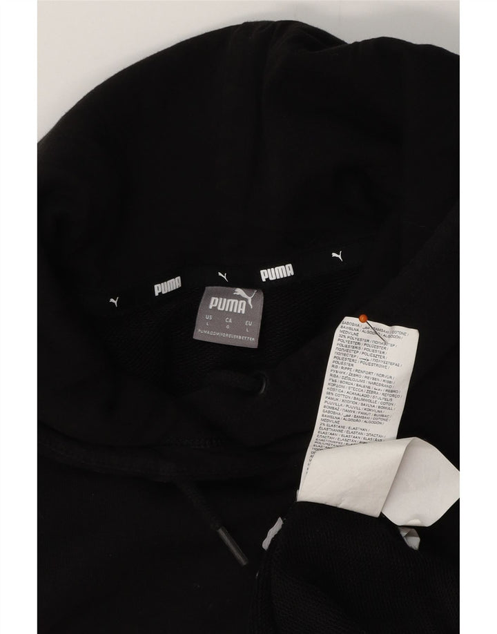 PUMA Pull à capuche graphique pour femme UK 16 Large Noir Coton