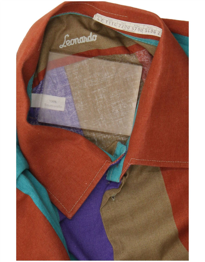 Leonardo Chemise à Manches Courtes Homme IT 42 Coton Rayé Multicolore Moyen