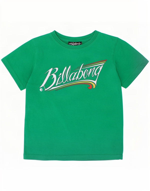 Billabong Boys Graphic T-Shirt Top 5-6 ans Vert Coton