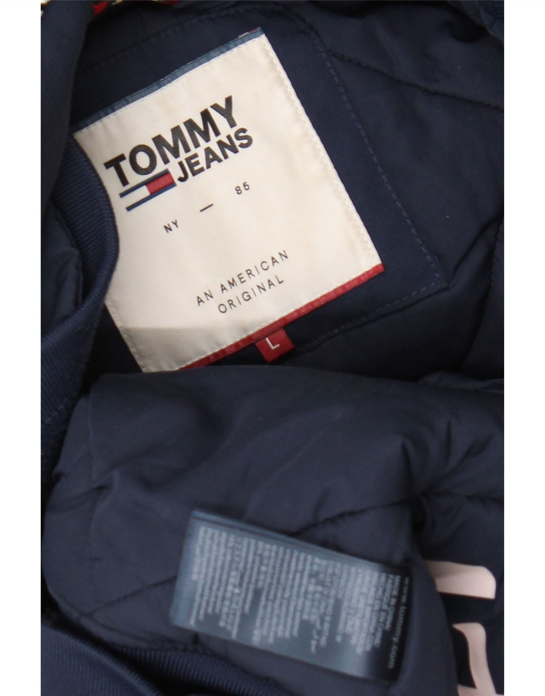 Tommy Hilfiger Veste matelassée à capuche pour homme UK 40 Large Bleu marine Polyester