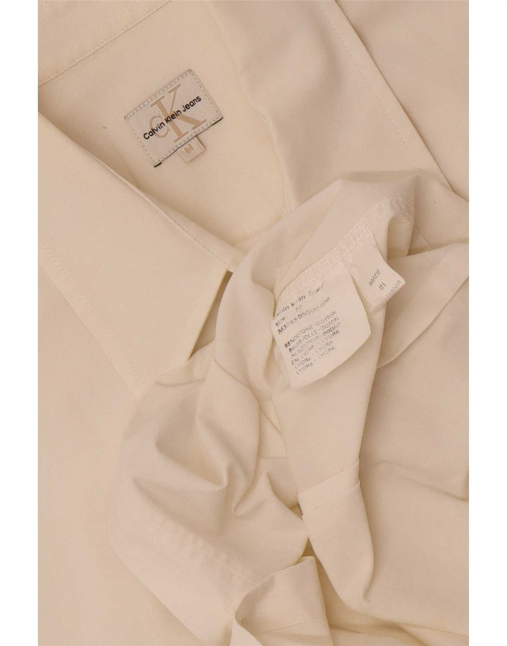 Calvin Klein Jeans Chemise à Manches Courtes Homme Blanc Moyen Coton