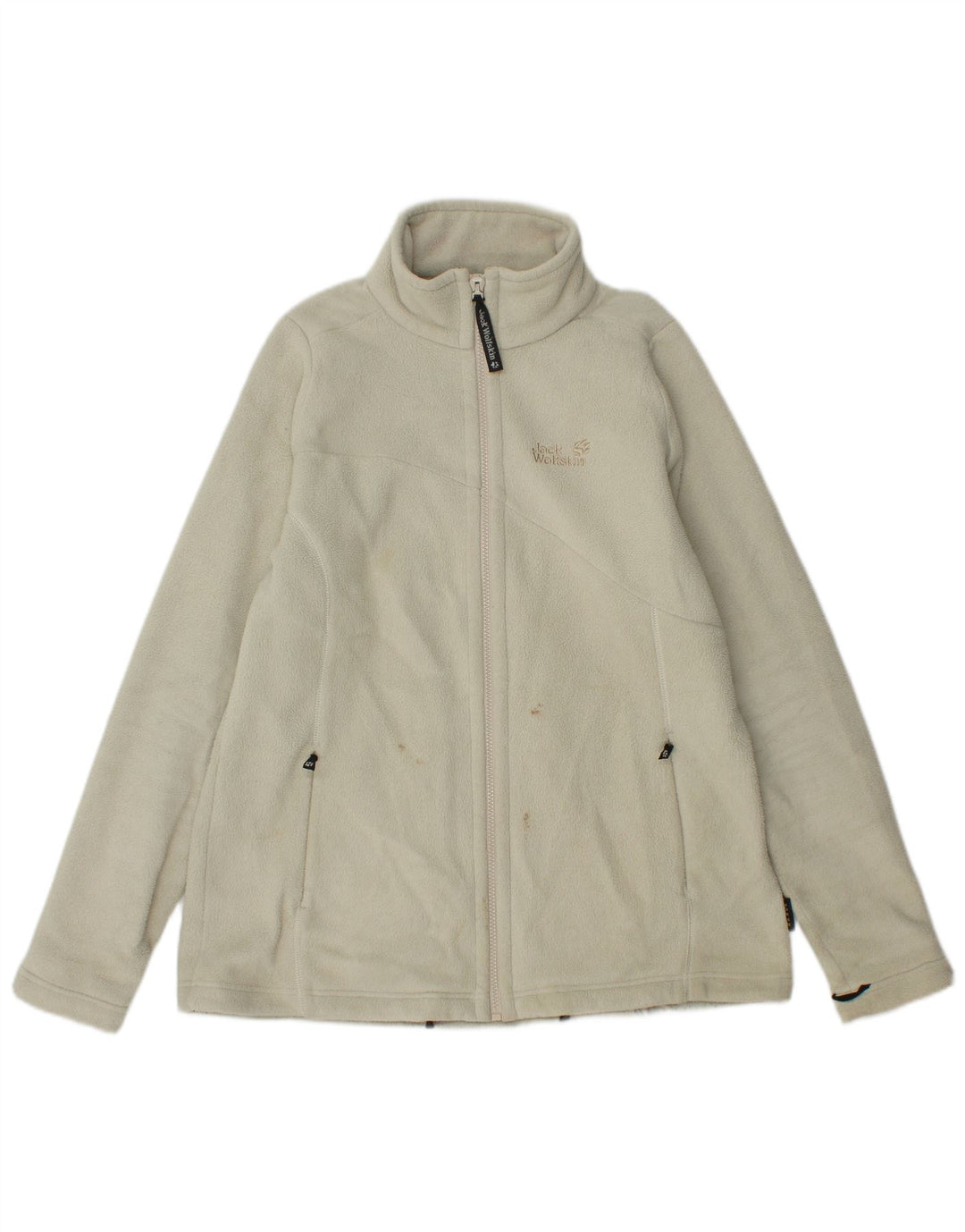 Jack Wolfskin Veste polaire graphique pour femme UK 16 Large Polyester blanc cassé