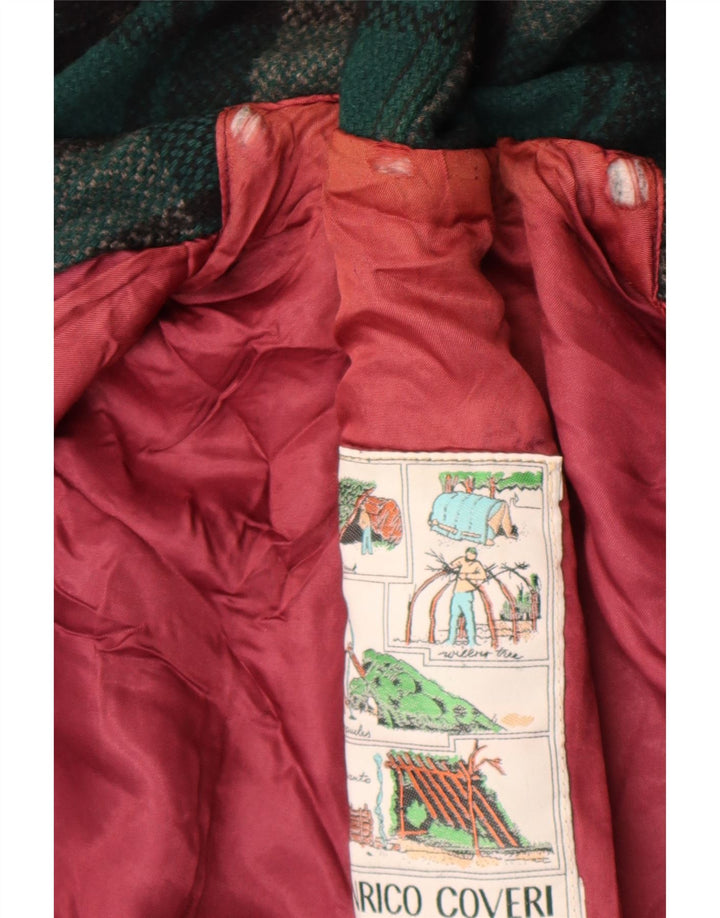 Enrico Coveri Duffle-coat à capuche pour femme IT 44 en laine à carreaux vert moyen