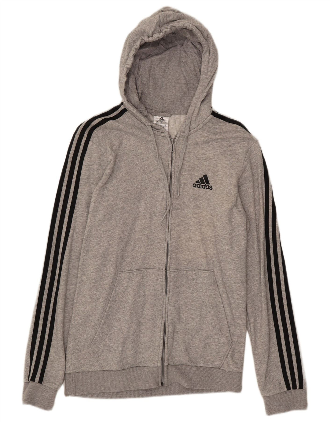 ADIDAS Pull à capuche zippé pour homme en coton moucheté gris moyen