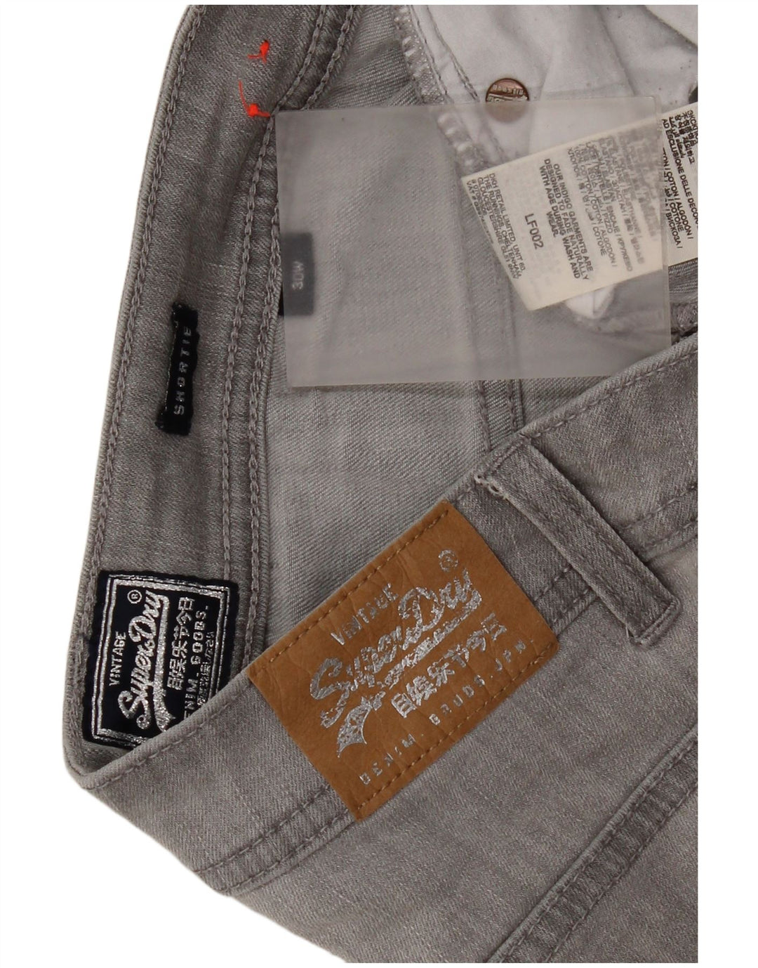 Superdry Short En Jean W30 Femme Gris Moyen Coton