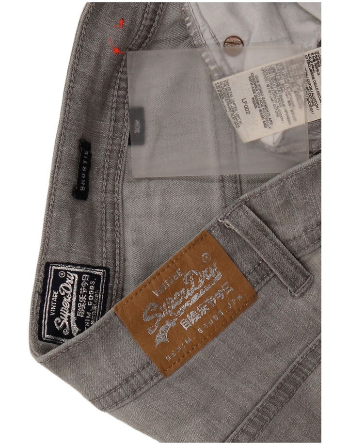 Superdry Short En Jean W30 Femme Gris Moyen Coton