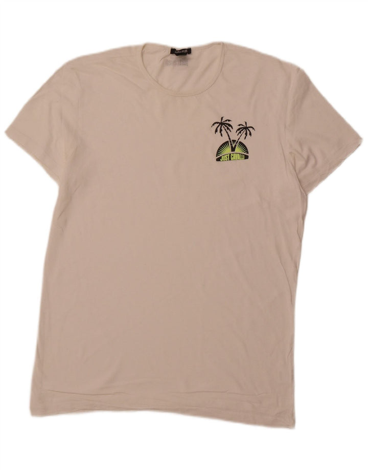 JUST CAVALLI T-Shirt Homme Haut Large Blanc Cassé Coton