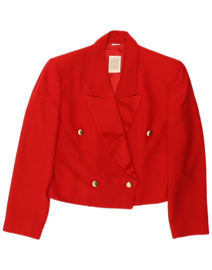 Ferre Veste blazer courte à double boutonnage pour femme UK 14 Rouge moyen