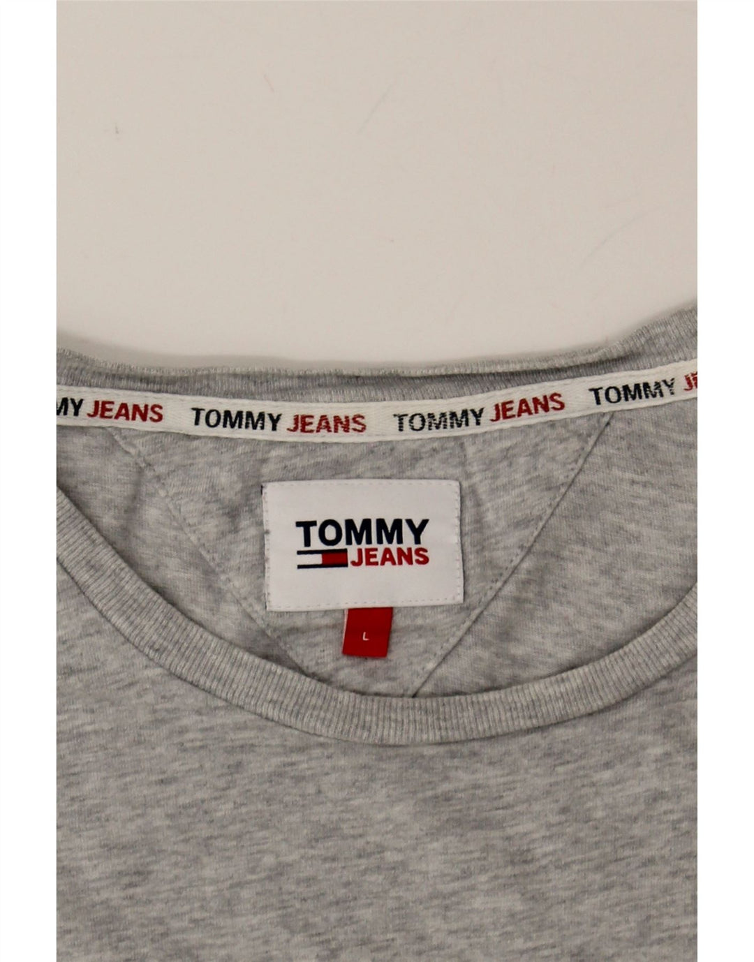 TOMMY HILFIGER Mens T-Shirt Top Large Grey Cotton Vintage Tommy Hilfiger and Second-Hand Tommy Hilfiger from Messina Hembry 