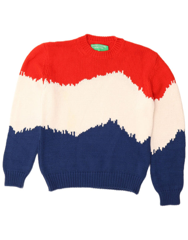 BENETTON Pull ras du cou pour femme UK 14 Medium Multicolore