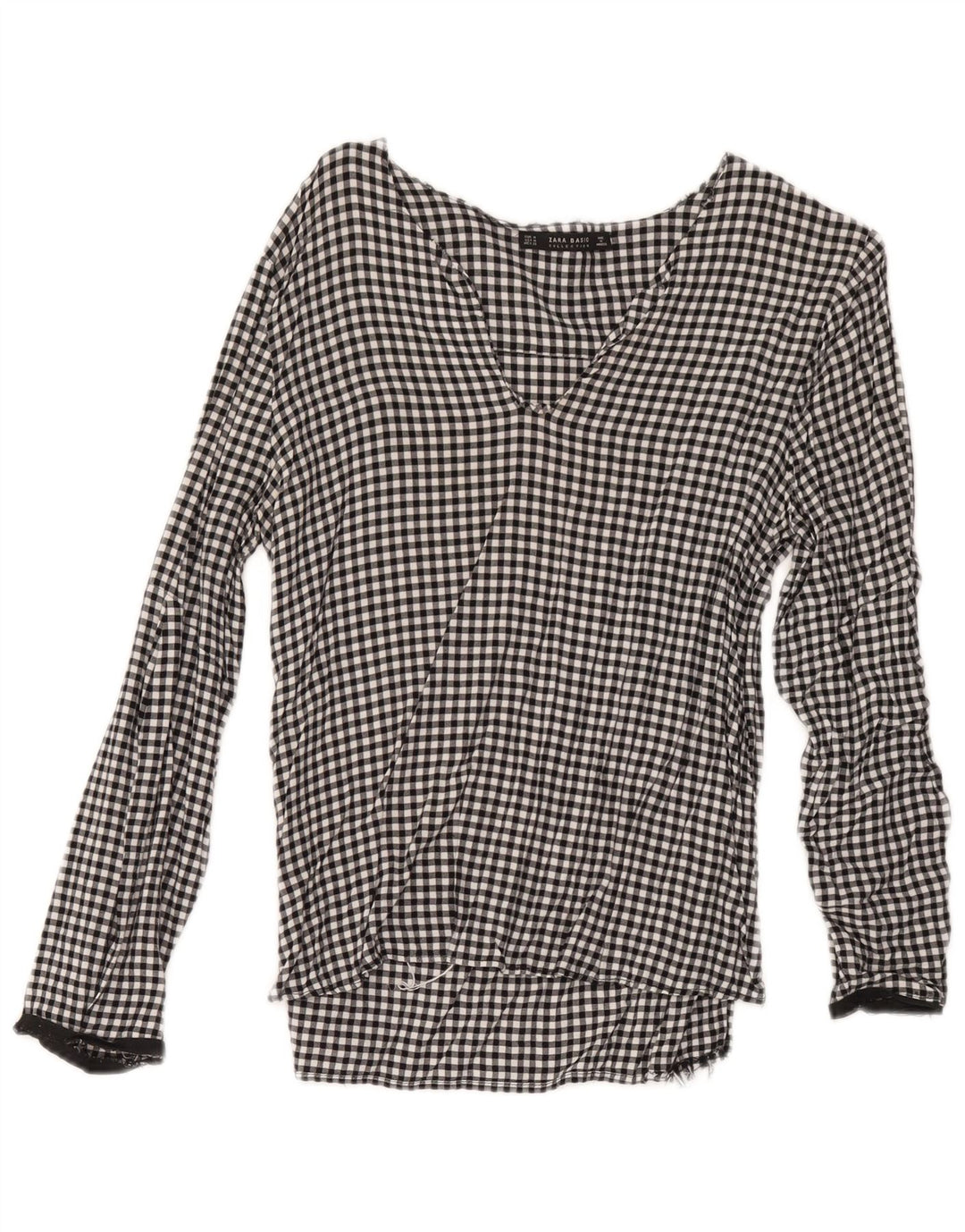 Zara Chemisier Femme Top UK 12 Medium Vichy Noir