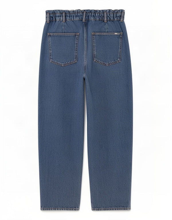 Zara Jean court taille haute fuselé pour femme EU 44 XL W34 L24 Bleu Coton