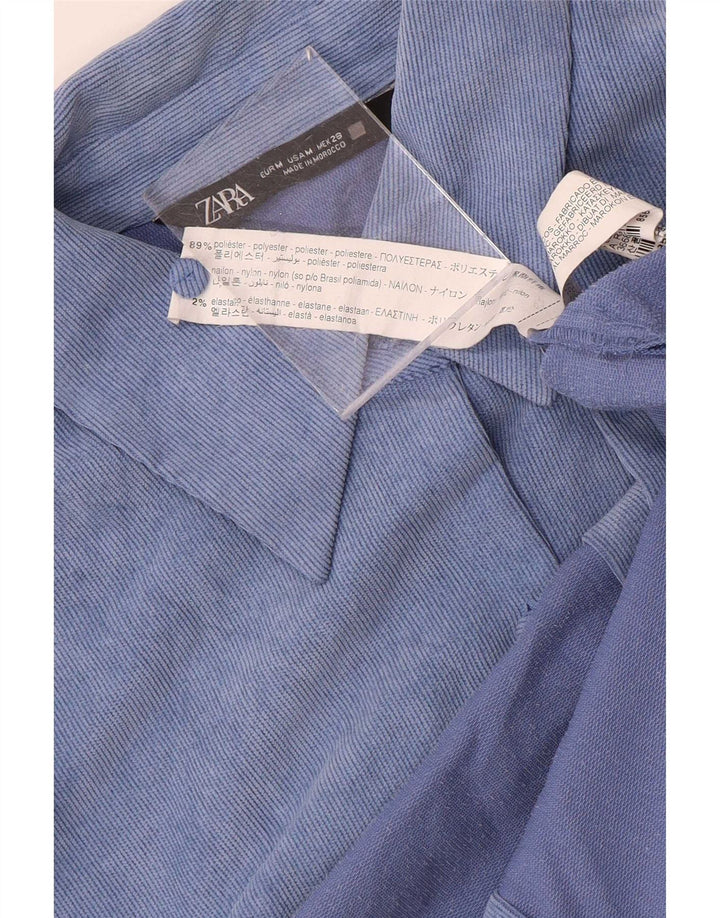 Zara Femme Surchemise Chemise Oversize UK 14 Bleu Moyen Polyester