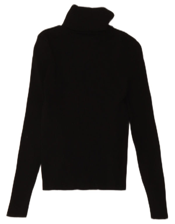 Zara Femme Pull Col Roulé Pull UK 8 Petit Noir Polyamide