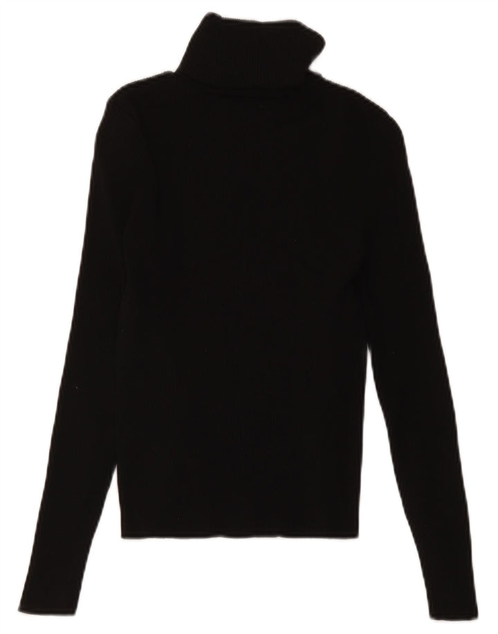 Zara Femme Pull Col Roulé Pull UK 8 Petit Noir Polyamide
