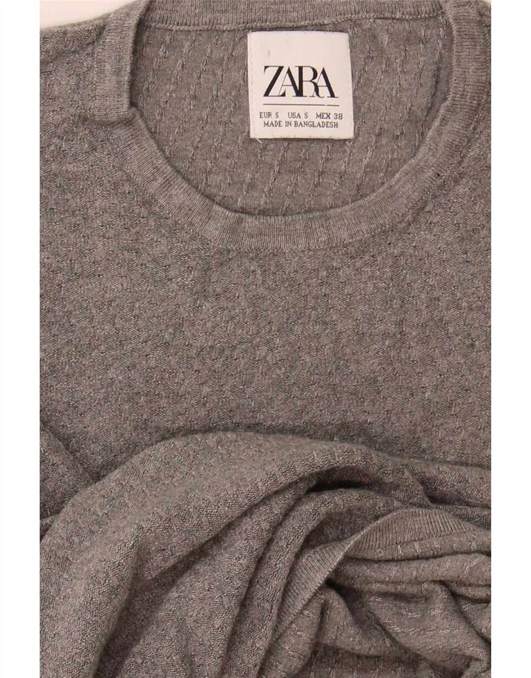 Zara Pull à col rond pour homme Petit gris
