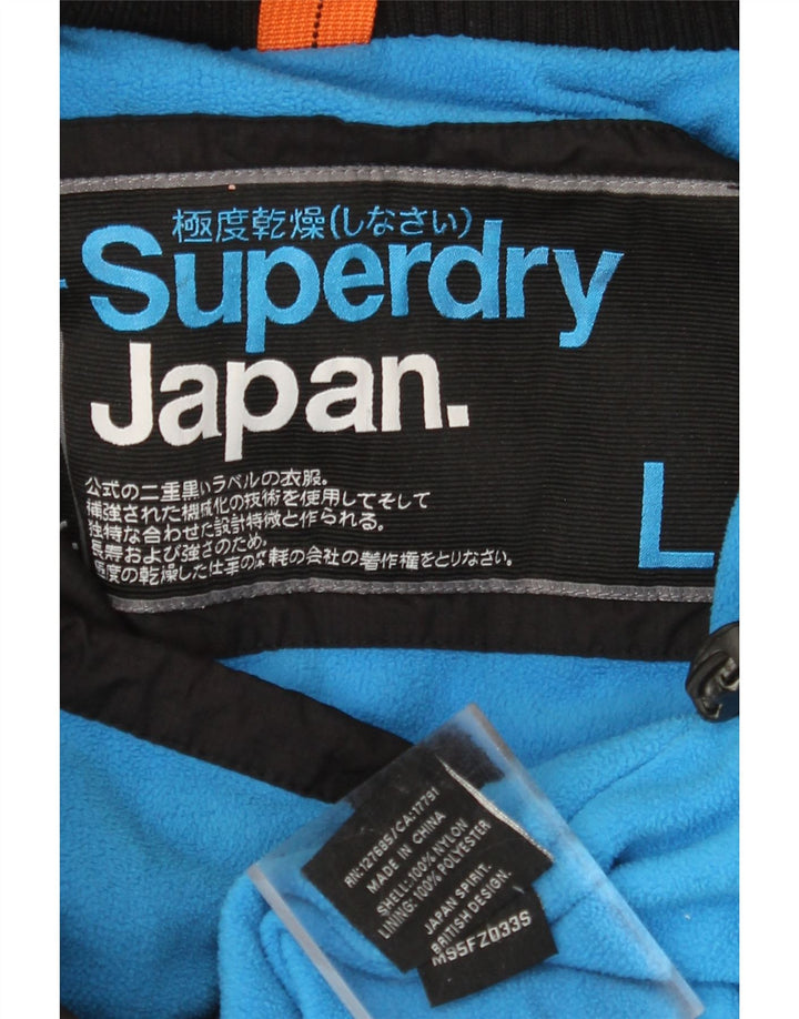 SUPERDRY Veste coupe-vent à capuche pour femme UK 16 Large Noir Nylon