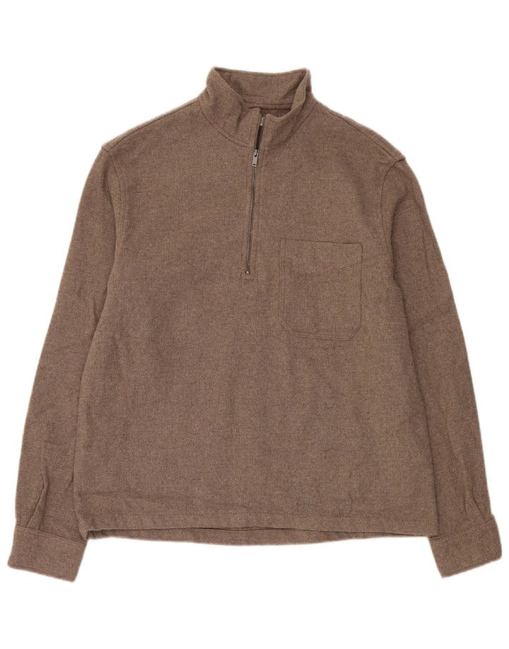 Zara Homme Pull Col Zippé Petit Acrylique Beige