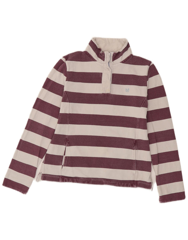 Crew Clothing Sweat-shirt à col zippé pour femme UK 10 Petit rayé blanc