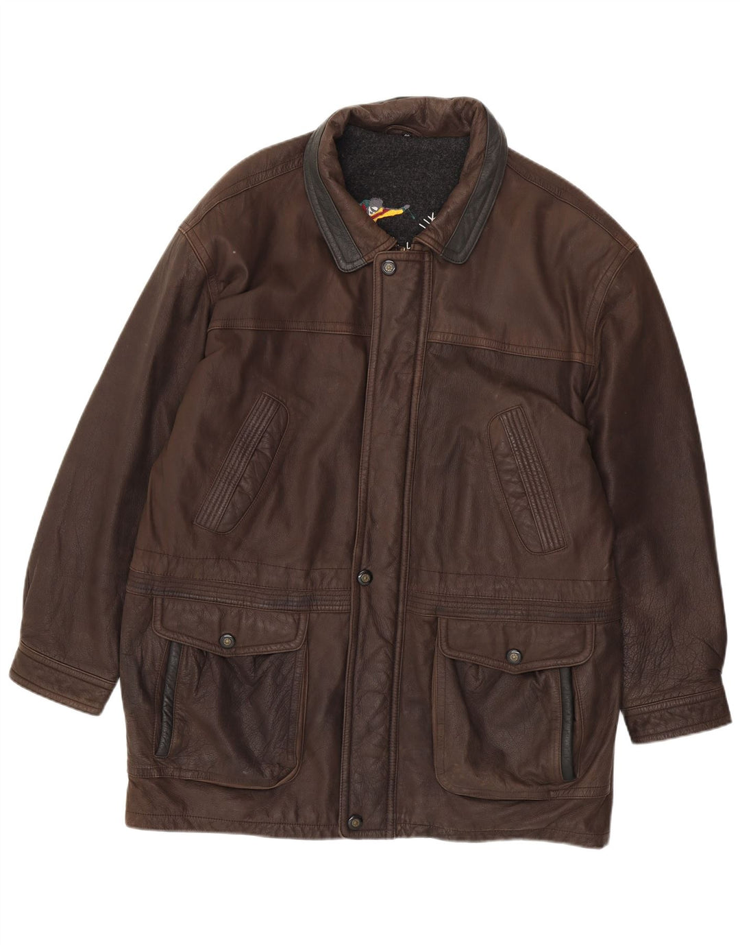 JOHN B Veste en cuir pour homme UK 46 3XL Cuir marron