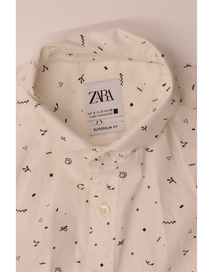 Zara Homme Chemise Super Slim Fit à Motif Abstrait Petit Blanc
