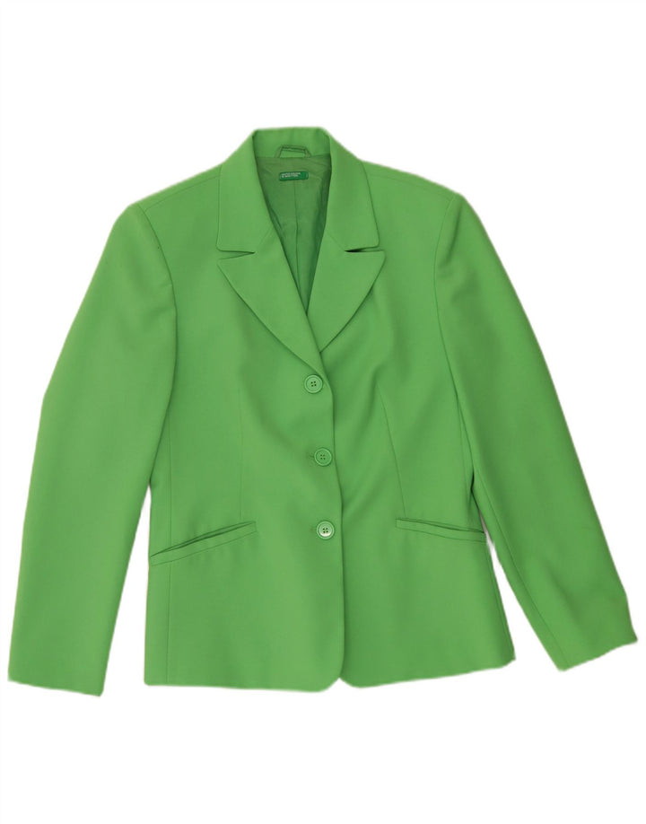 Benetton Veste Blazer 3 Boutons Femme IT 42 Vert Moyen Polyester